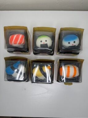 Kawaii Sushi Puff Squishy Set - 6 Pieces